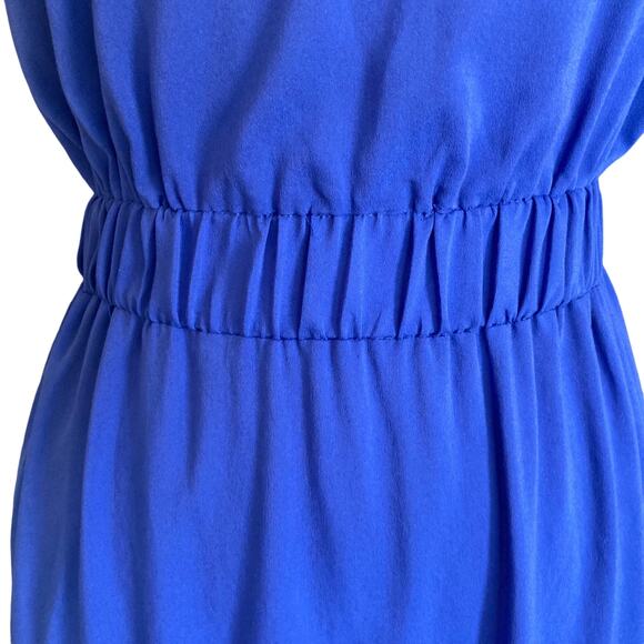 Doe & Rae Cobalt Blue Ruffled Dress Sz LARGE Pleated Accents Party Date Night - Picture 9 of 12